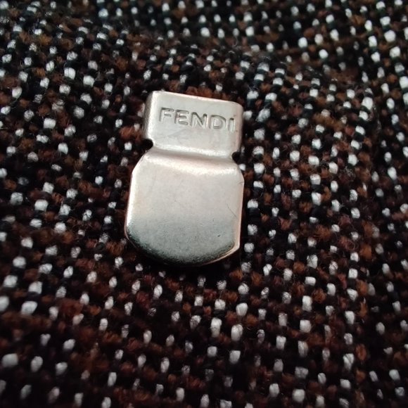 NWOT FENDI Wool Slim Trousers in Brown & White Tweed Small Pants Pantalon Petit - Picture 3 of 15